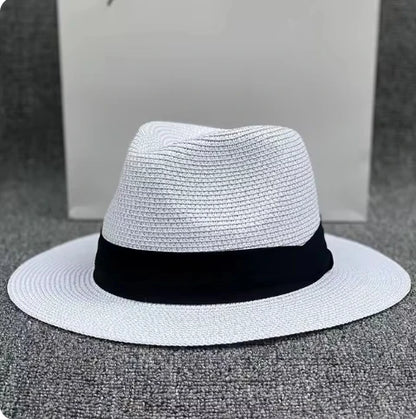 XL Big Head 63cm Zomerstrand geweven zon hoeden mannen vrouwen plus size jazz uv UPF 50+ zonbescherming reizen Panaman Strawhden unisex