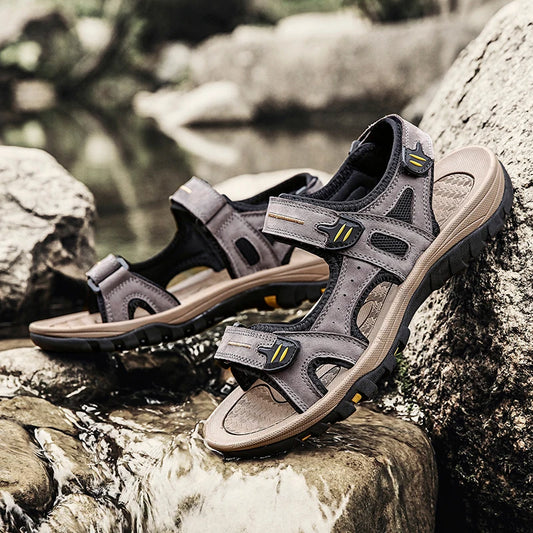 Big Size 48 49 Beach Sandals For Men Outdoor Casual Trekking Summer Breathable Shoes Sandal Hook & Loop Sandalias Hombre Playa