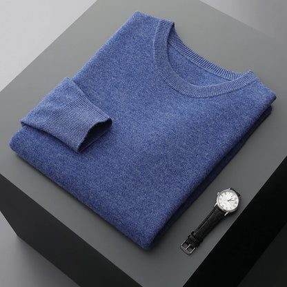 Mvlyflrt 100% puro suéter de lana merino para hombres tops de columna de cuello redondo otoño suéter de color sólido delgado versátil básico