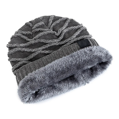 Ny unisex slouchy vinterhatter legger til pelsfôrede menn og kvinner varm beanie cap casual five-spiss stjerne dekor vinterstrikkede hatter