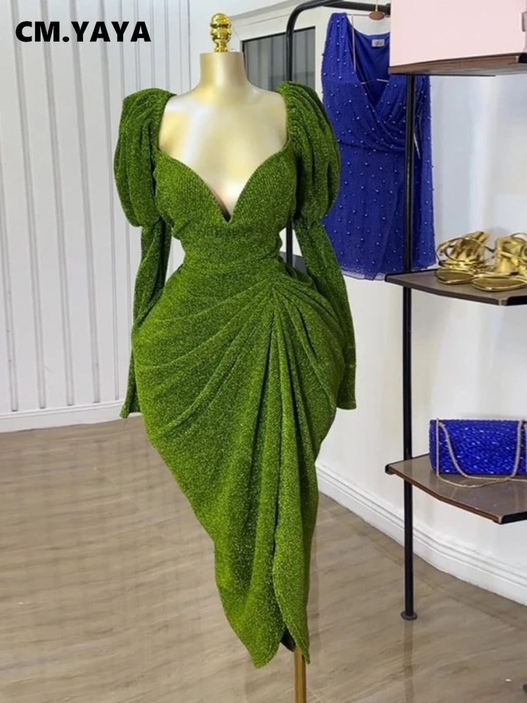 CM.yaya feminino manga longa sem alças RUCHED MINI MIDI DRESS 2025 Vestidos de férias de verão de verão Festa de vestidos sexy vestidos sexy
