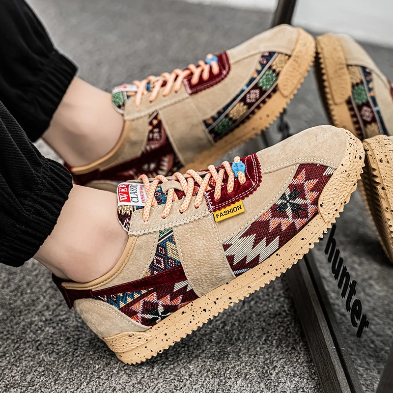 Þróa nýja menn þjóðernisstíl flata skó fatahönnuð prentari sneaker karlar frjálslegur skór andar lágu strigaskór maður zapatos hombre