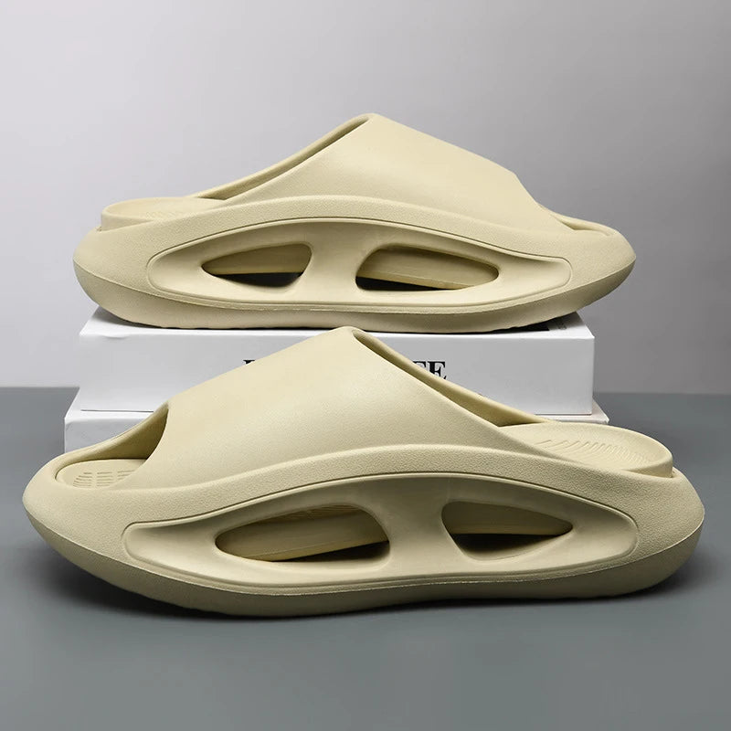 Comwarm Ny sommerplattform tøfler for menn Ikke-sklips Åpne tå flip flops menn mote strand sandaler bad tøfler utendørs