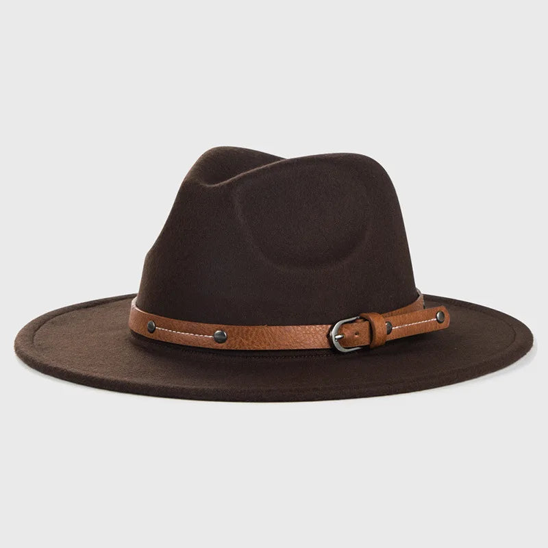 NEWWool Fedora Hat For Women Men Winter Autumn Fashion Church Jazz Hats Viking British Flat Brim Felt Hat Outdoor Casual Fedoras