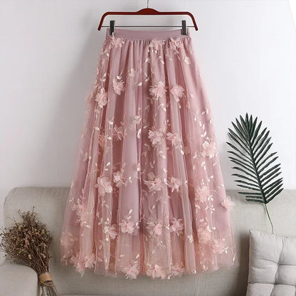Woman Clothing Casual Elegant Summer Embroidery Streetwear Party Y2k Skirt Fashion Clothes Vintage Long Skirt Ethnic Style