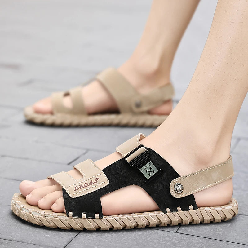 Classic Handmade Men's Sandals 2024 Summer New Fashion Slippers Outdoor Casual Non-slip Beach Shoes Flip-flops for Men