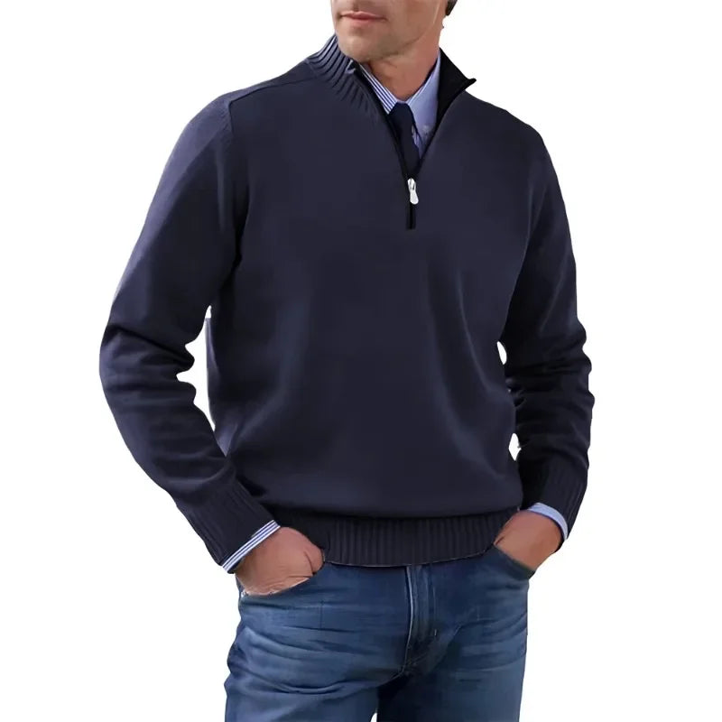 Autumn Men Half Zipper Pullover de manga comprida Jaquetas de gola alta