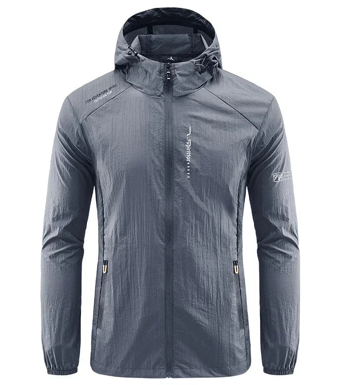 Summer Outdoor Szybki suchy słońce cienki kurtka Mężczyźni wędkarski Rybołówstwo z kapturem sportowy sport Ultra lekkie płaszcze