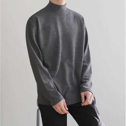 Yasuk Spring Autumn Winter Solid Casual Plush Turtleneck Men's Loose Bottom Double Faced Velvet Sweater Simple Warm BigSize
