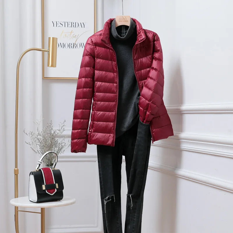 15 Colors Female Slim Fit Short Portable Windproof Puffer Jacket New Women Autumn Winter Packable Ultra Light Weight Down Coat