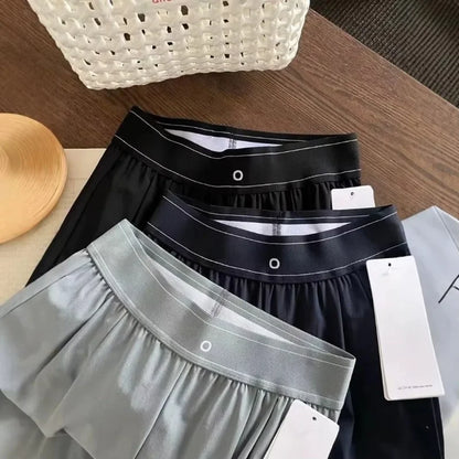 High Waist Elastic American Style Casual Sports Pants 2025 New Solid Color Fashion High Street Summer Straight Trousers
