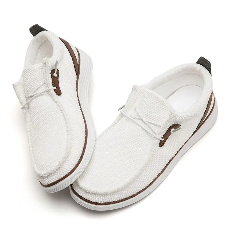 Fujeak Men's Breathable Casual Canvas Slip Shoes Comfort Slip-on Male Loafer Soft Loafers Lightweight Working Shoes