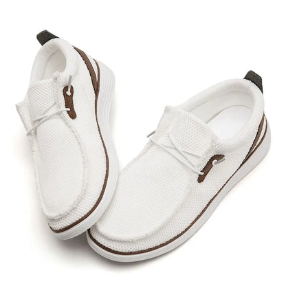 Fujeak Men's Breathable Casual Canvas Slip Shoes Comfort Slip-on Male Loafer Soft Loafers Lightweight Working Shoes