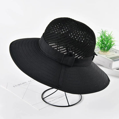 10cm Wide Brim Sun Hat for Men UPF 50+ Boonie Hat Summer UV Protection Outdoor Fishing Hiking Hat Breathable Mesh Bucket Cap