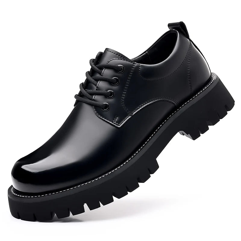 High-quality Thick Bottom Mens Lace Up Round Toe Brown Business Shoes Luxury Brand Oxford Shoes Classic Men Shoes for Wedding
