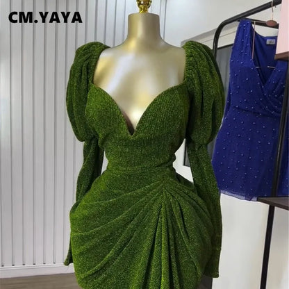 CM.yaya feminino manga longa sem alças RUCHED MINI MIDI DRESS 2025 Vestidos de férias de verão de verão Festa de vestidos sexy vestidos sexy