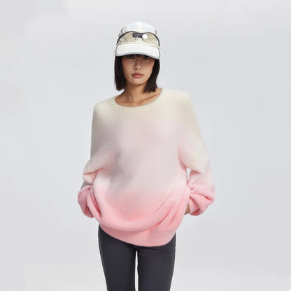 Metersbonwe Women's Long Swater Jumper Gradient Color Collar Round Collar Regular Pullover morbido per pendolare Sweet Girl Winter Inverno
