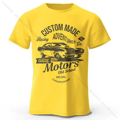 Camiseta impresa de motores para hombres 100% algodón de algodón