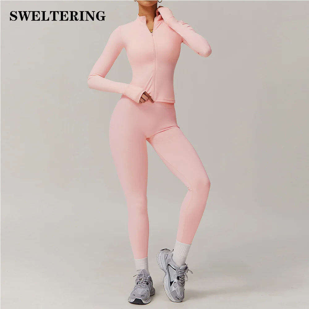 Yoga Set Gym Clothes Sportswear Yoga Suits For Women Fitness Long Sleeved Jacket Tracksuits Sports Bra Gym Set Seamless Leggings
