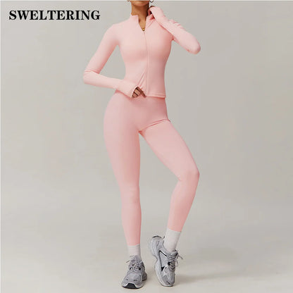 Yoga Set Gym Clothes Sportswear Yoga Suits For Women Fitness Long Sleeved Jacket Tracksuits Sports Bra Gym Set Seamless Leggings