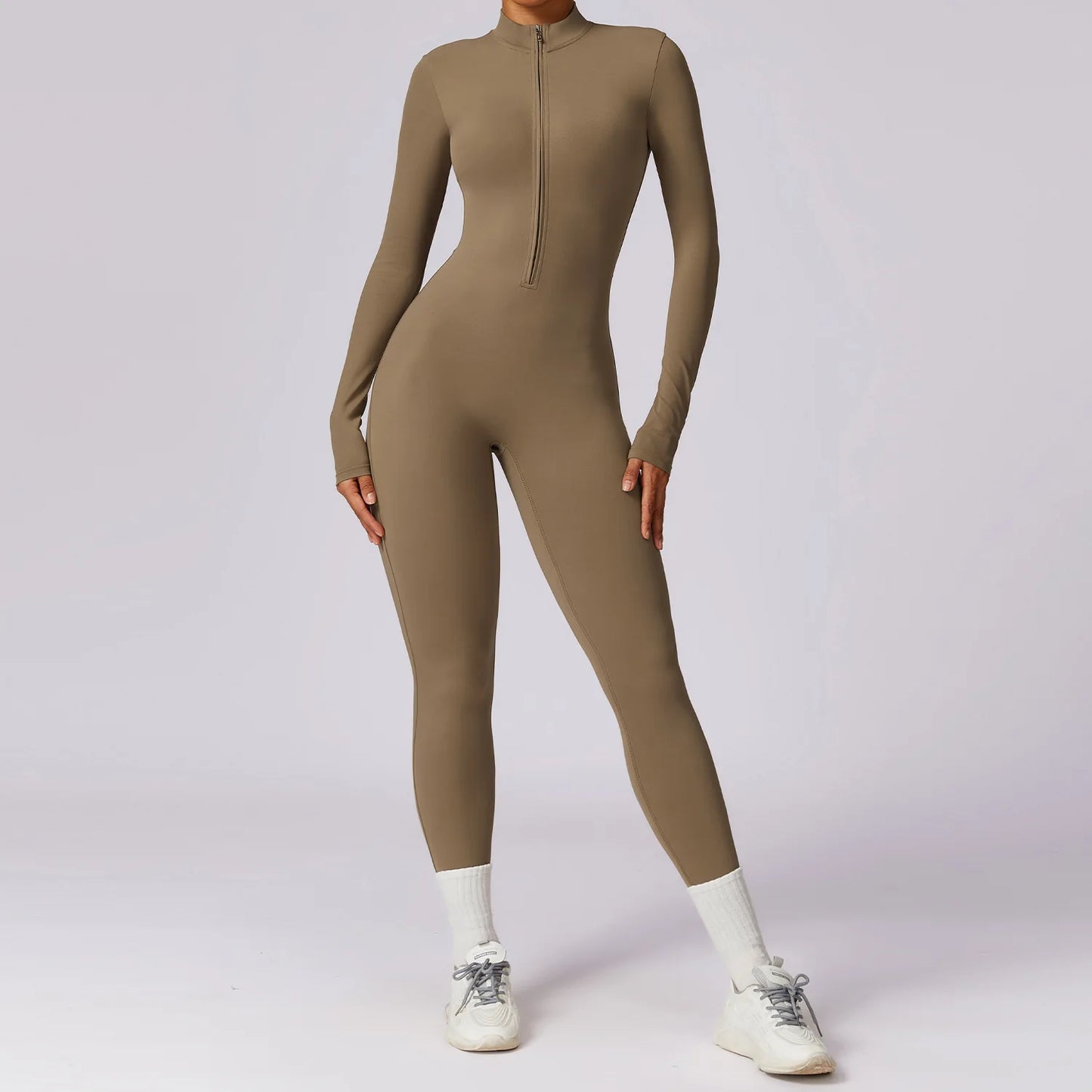 Žene joga kombinezon Fitness Sportsko odijelo Zipper Elastic jednodijelni bodi u teretani teretana s dugim rukavima trčanje push up trening Sportska odjeća