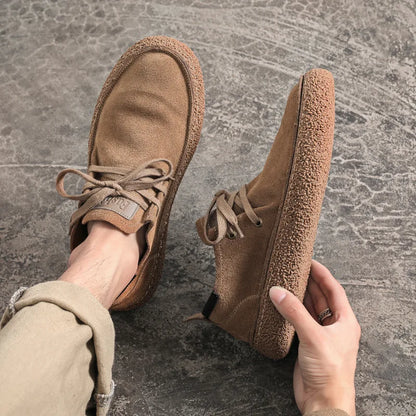 Mäns mocka äkta läder casual skor snörning män ljus bekväm körning lägenheter utomhus oxfords sko