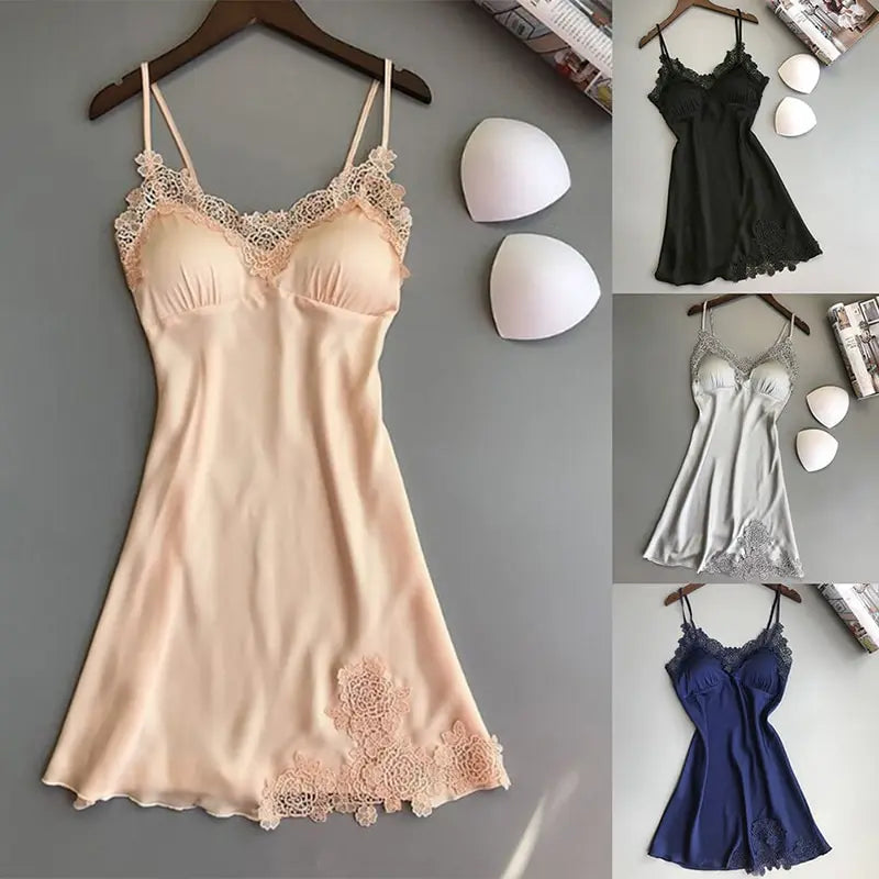 Pajamas sexy da donna da notte da camicie da camicino da donna in seta da donna primavera e estate in seta sottili Halter Halter Service Notte Abiti da notte