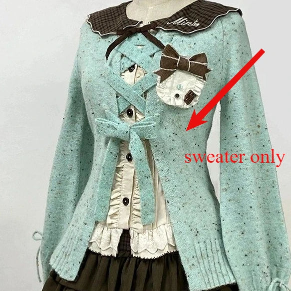 Doce Lolita Cardigans Mulheres Y2K Sweater Hollow Out suéter de bandagem Kawaii Pocket Pocket 2025 Japonês Casual Streetwear Tops JK Tops