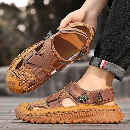Zomermannen Sandalen Echte lederen heren Casual schoenen Outdoor Men Leer Sandalen voor mannen Strandschoenen Romeinse herenschoenen