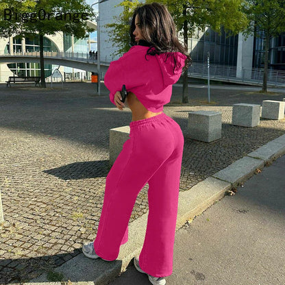 Y2K modă europeană și americană cu glugă scurtă pentru femei Costum sportiv subțire cu mâneci lungi de top cu curea cu centură pantaloni sportivi la modă