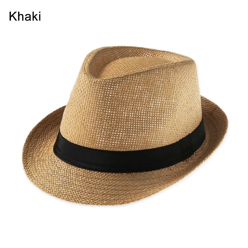 Fashion Straw Panama Cap Summer Beach Wide Brim Sun Hat Gangster Cap Unisex Jazz Dress Hat Cowboy Fedora Hat