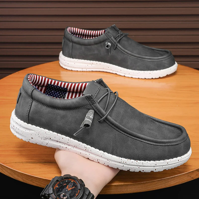 Mænds slip-on afslappet loafers lette komfortable lærredsko stræk loafer non slip åndbare bådsko til mænd
