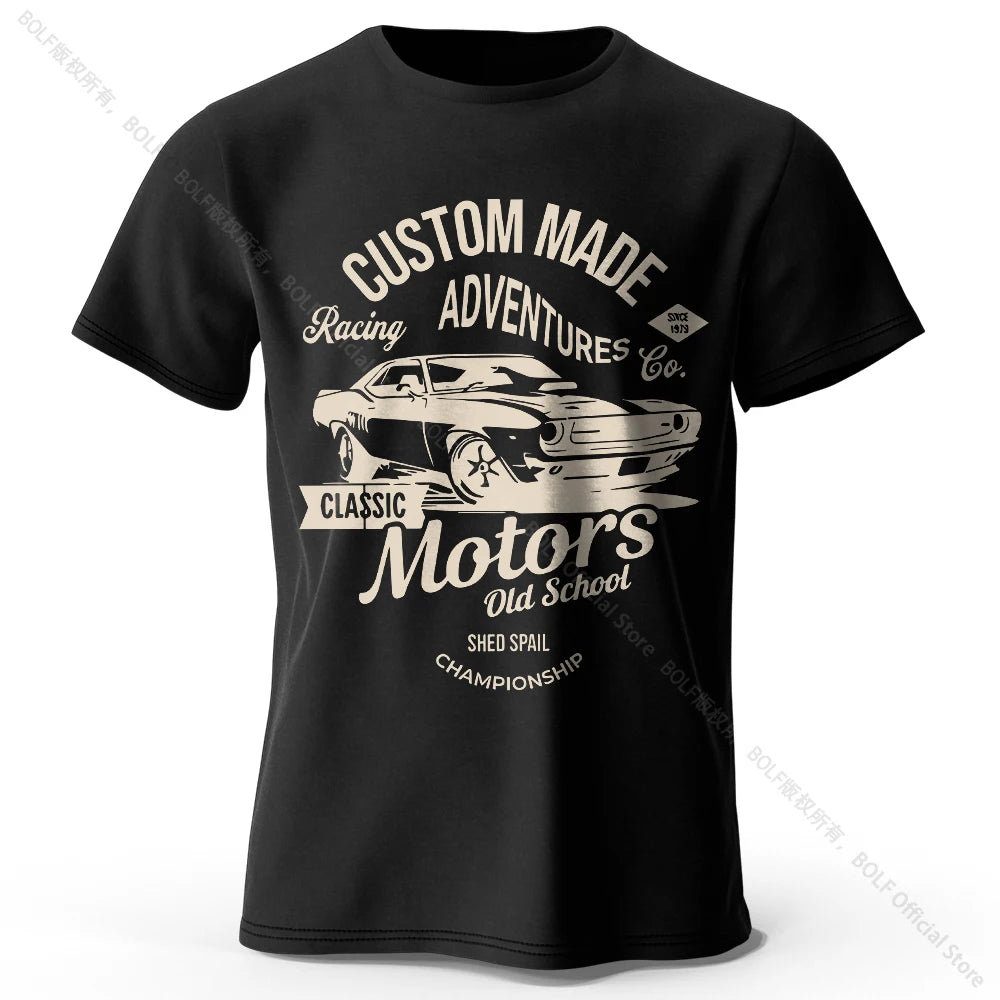 Camiseta impresa de motores para hombres 100% algodón de algodón