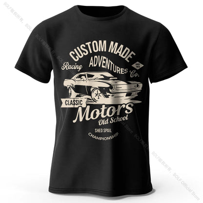 Camiseta impresa de motores para hombres 100% algodón de algodón