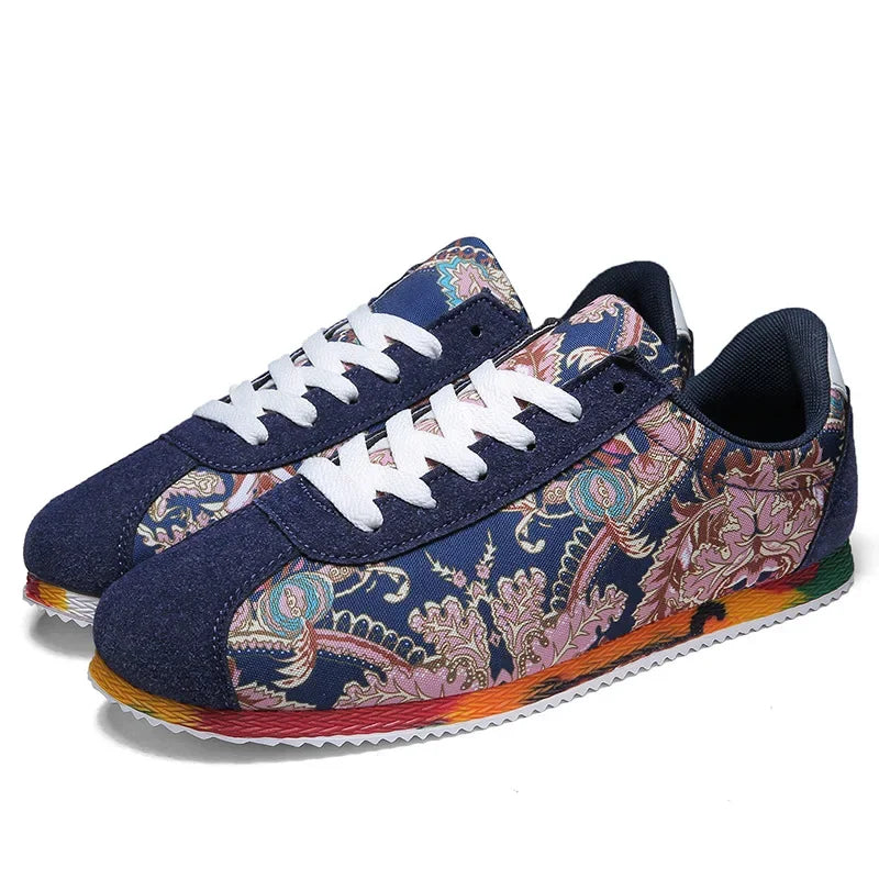 Designer mænds afslappede sko graffiti trykte lærred sko til mænd høj kvalitet åndbare løbesko lette mænd sneakers