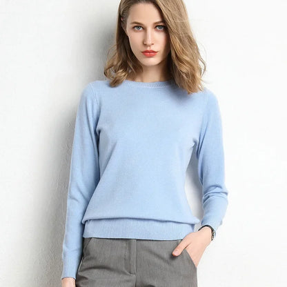 2023 DONNE DONNA Slimina Slim O-Neck Pullover Cashmere Lana Miscele Autunno e inverno camicia a fondo in maglia a maniche lunghe di grandi dimensioni
