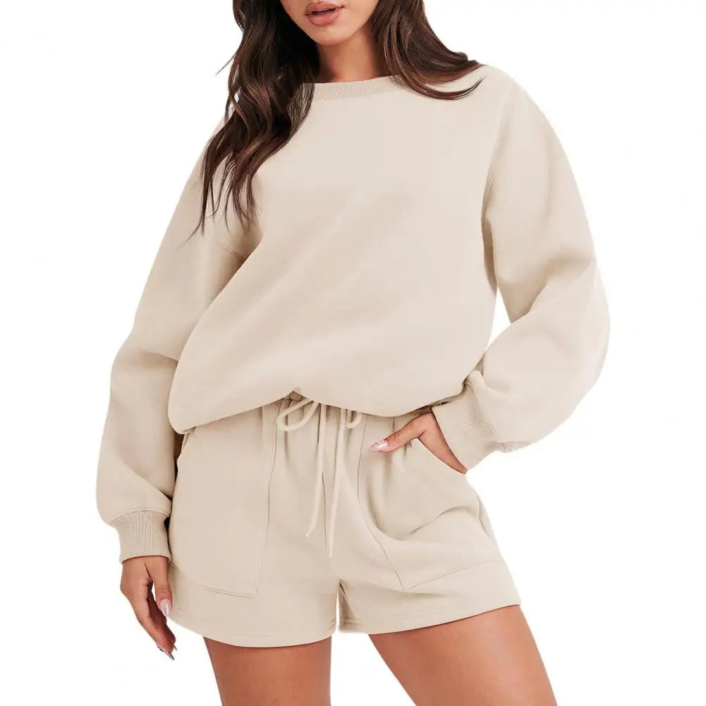 Winter Two Piece Set Women Tracksuit Overdimensionerad kostym 2023 Autumn Shorts Suits Female Sweatshirt Solid Sports Hoodie Sportwear