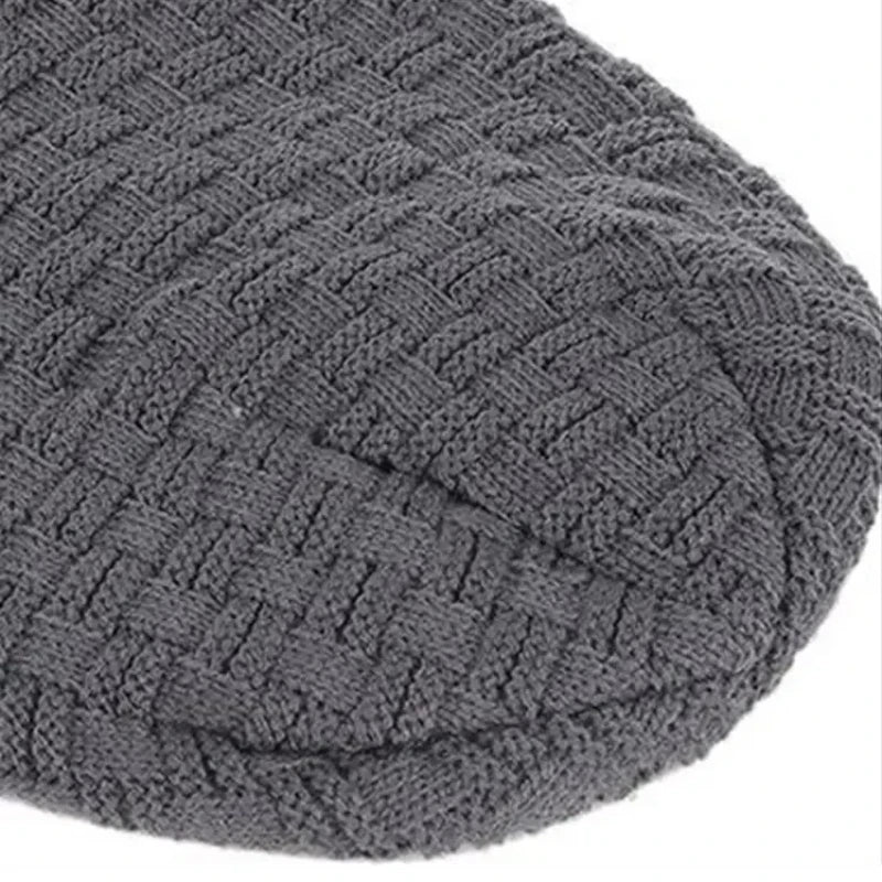 Winter Warm Hat Unisex Outdoor New Wool Knitted Beanies Casual Cotton Hats Cap Winter Padded Warm Outdoor Hat for Men Women