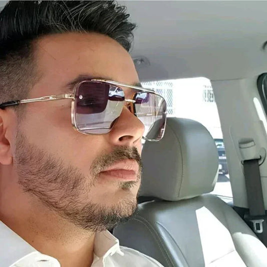 2025 Fashion Square Luxury Design Sunglasses Men Women Flight Seven Rock Mach Six Style Gradient Pilot Sunglasses Oculos De Sol