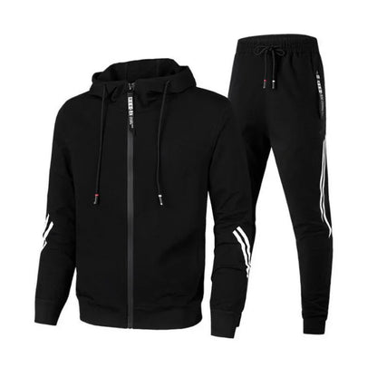 Men's Winter Tracksuit Set Solid Color Hoodies and Drawstring Sweatpants Loose Fit Leisure Sportswear Suit
