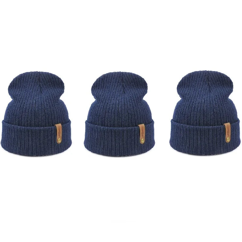 Brand Oohmy Knitted Hats for Men Women, Skullies Caps, Warmer Bonnet, Casual Cap, Monochromatic, Male and Female, Winter, 2024
