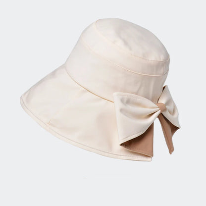 Women Summer Sun Protection Bucket Hat with Bow-tie Lady Elegant Sunscreen Beach Cap Outdoor Wide Brim Headgear Wholesale New in