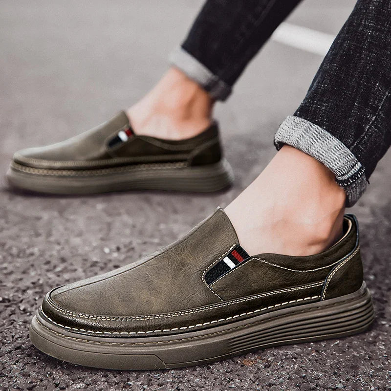 Spring Outdoor Oxford Shoes Comfortable Massage Soles Casual Shoes Men's Loafers High Quality Flat Sole Genuine Leather Shoes