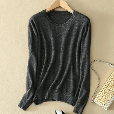 2025 Autumn Winter Sweater Women Long Sleeve O-neck Knit Tops Solid Slim Fit Bottoming Shirt Korean Fashion Pullovers Knitwears