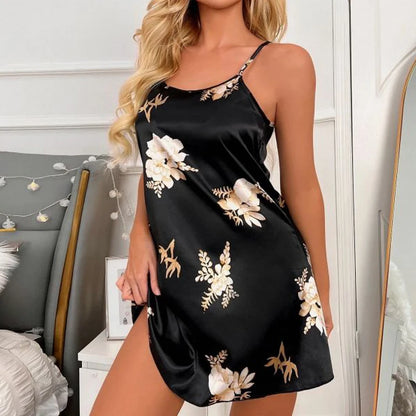 Sexy Sleepwear Women V-neck Sleep Dress Satin Spaghetti Strap Nightgown Nightdress Lingerie Women Nightwear Kimono Bath Gown