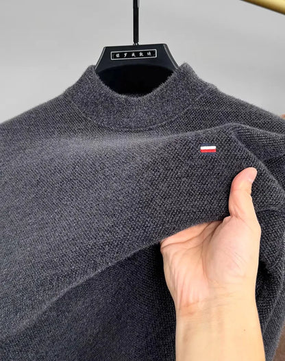A suéter de malha de ponta de malha redondo pescoço de outono masculino e inverno bordar boutique boutique espessada e quente pulôver casual