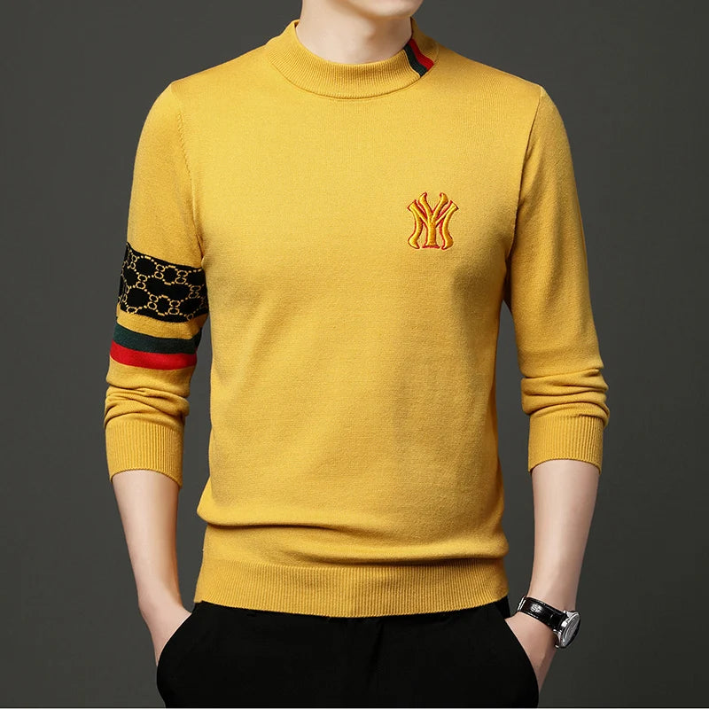 Mode ny 2023 Autumn Winter Casual broderi stickade tröjor tröjor designer o-hals varm jumper män kläder ropa hombre