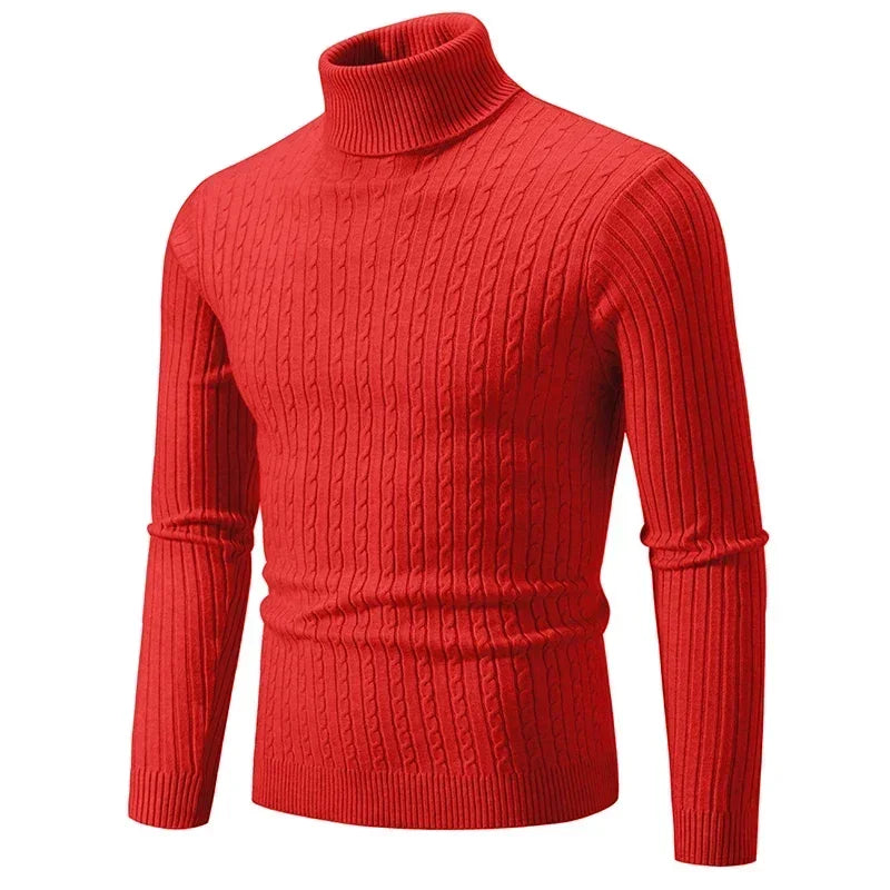 Suéter de cuello alto para hombres sólidos de color sólido