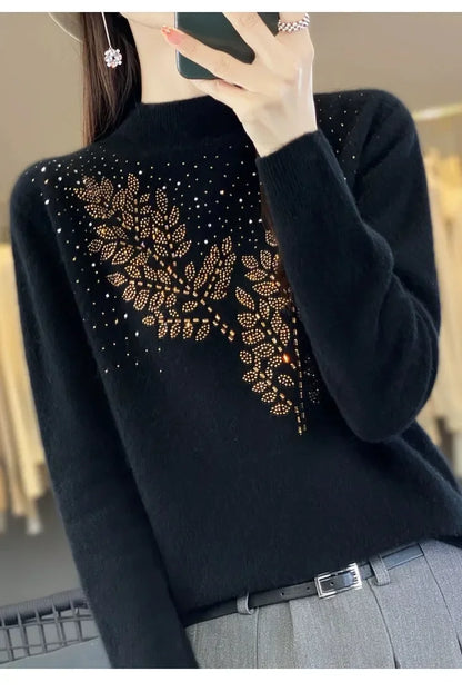 Women Sweaters Thick Warm Autumn Winter Mock Neck Fashion Pullovers Long Sleeve Basic Jumper Knit Bottoming Shirt Korean Sweater