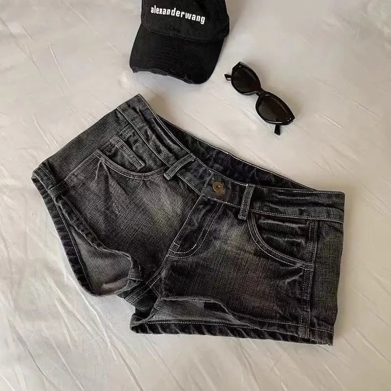 Ženy Y2K Summer Streetwear Gyaru Vintage Coquette Denim Mini Acubi Cowboy Shortů